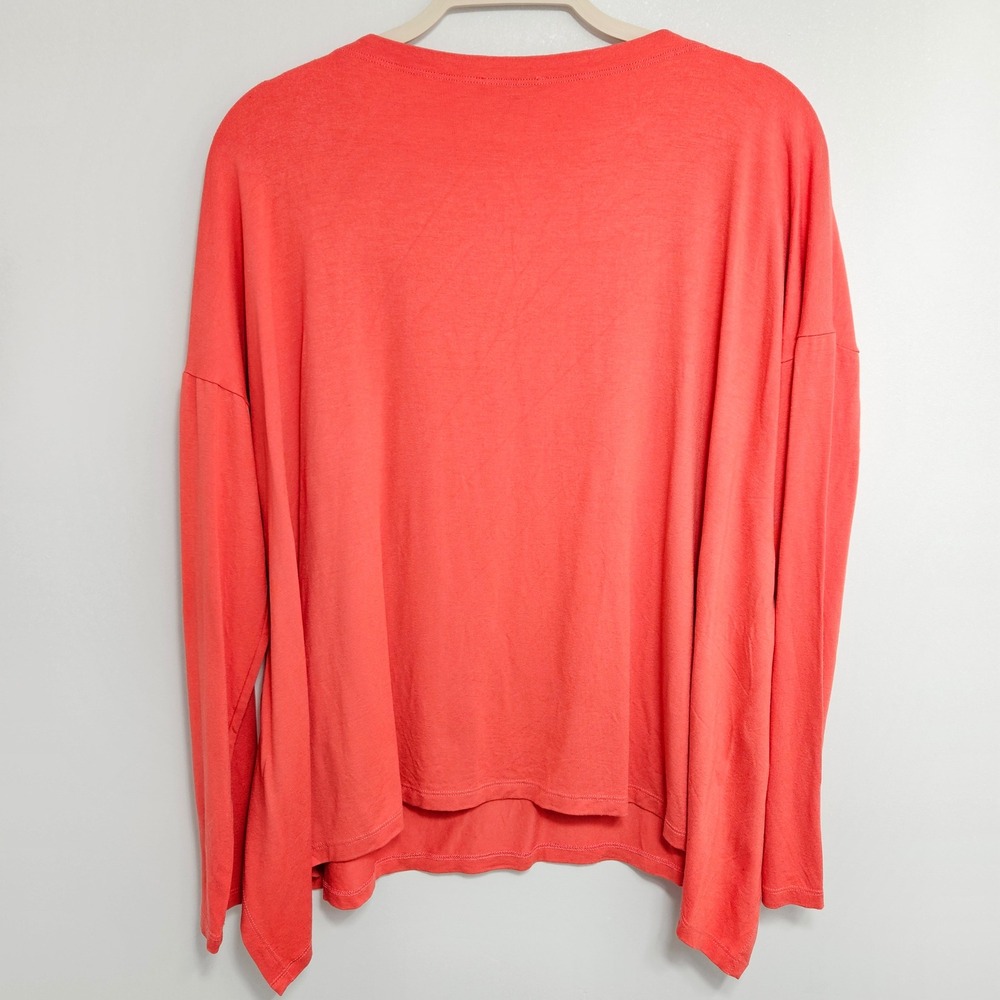 Eileen Fisher Womens Jersey Knit Top Minimalist Relaxed Capsule Coral Orange L - Picture 3 of 9